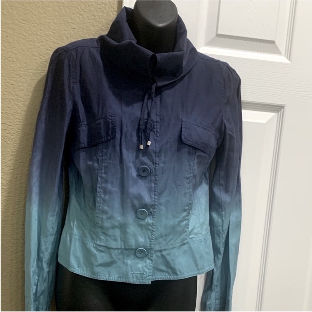 Cache Ombre Blue  cotton silk Jacket size 6 - Picture 5 of 6